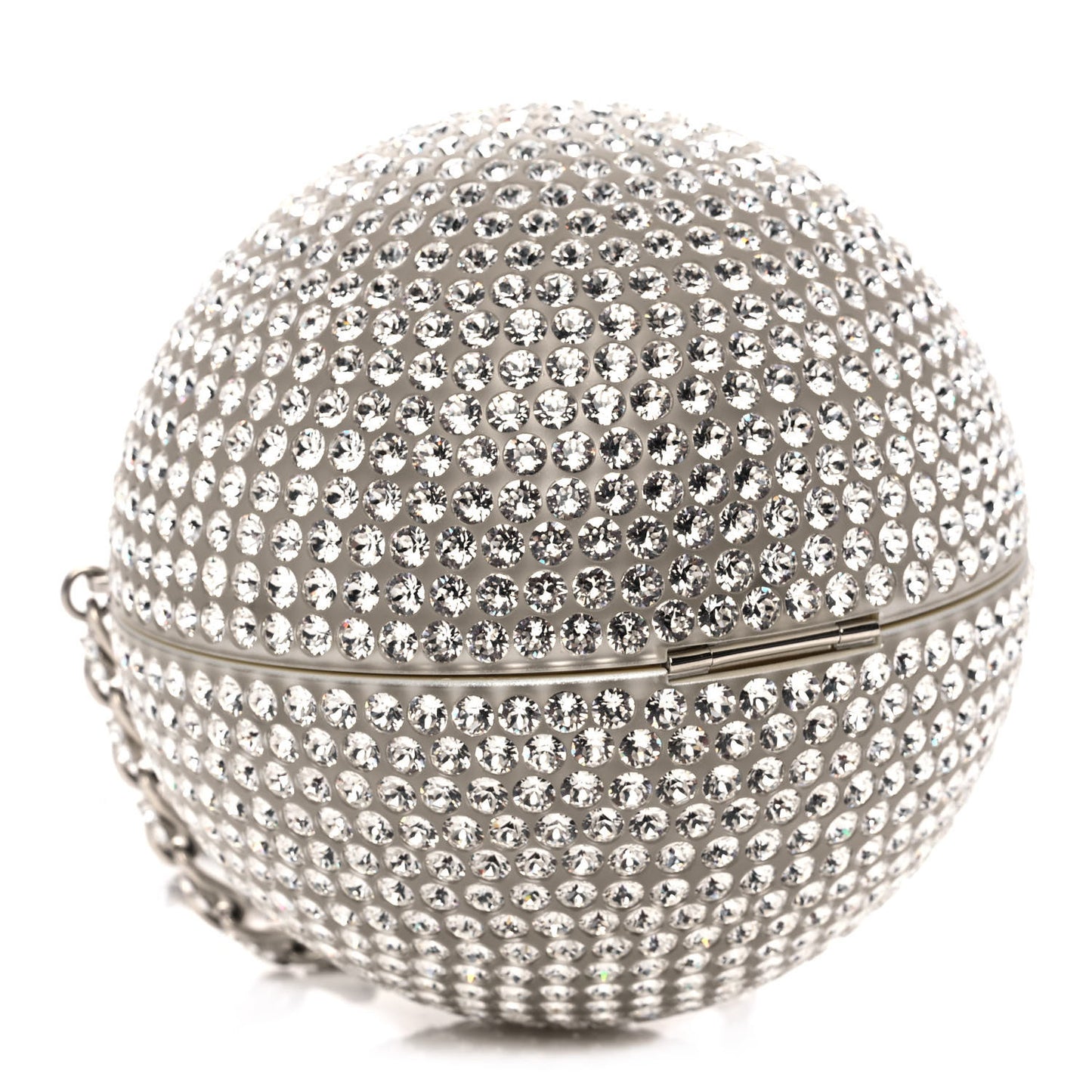Plexiglass Strass CC Round Minaudiere Clutch Silver