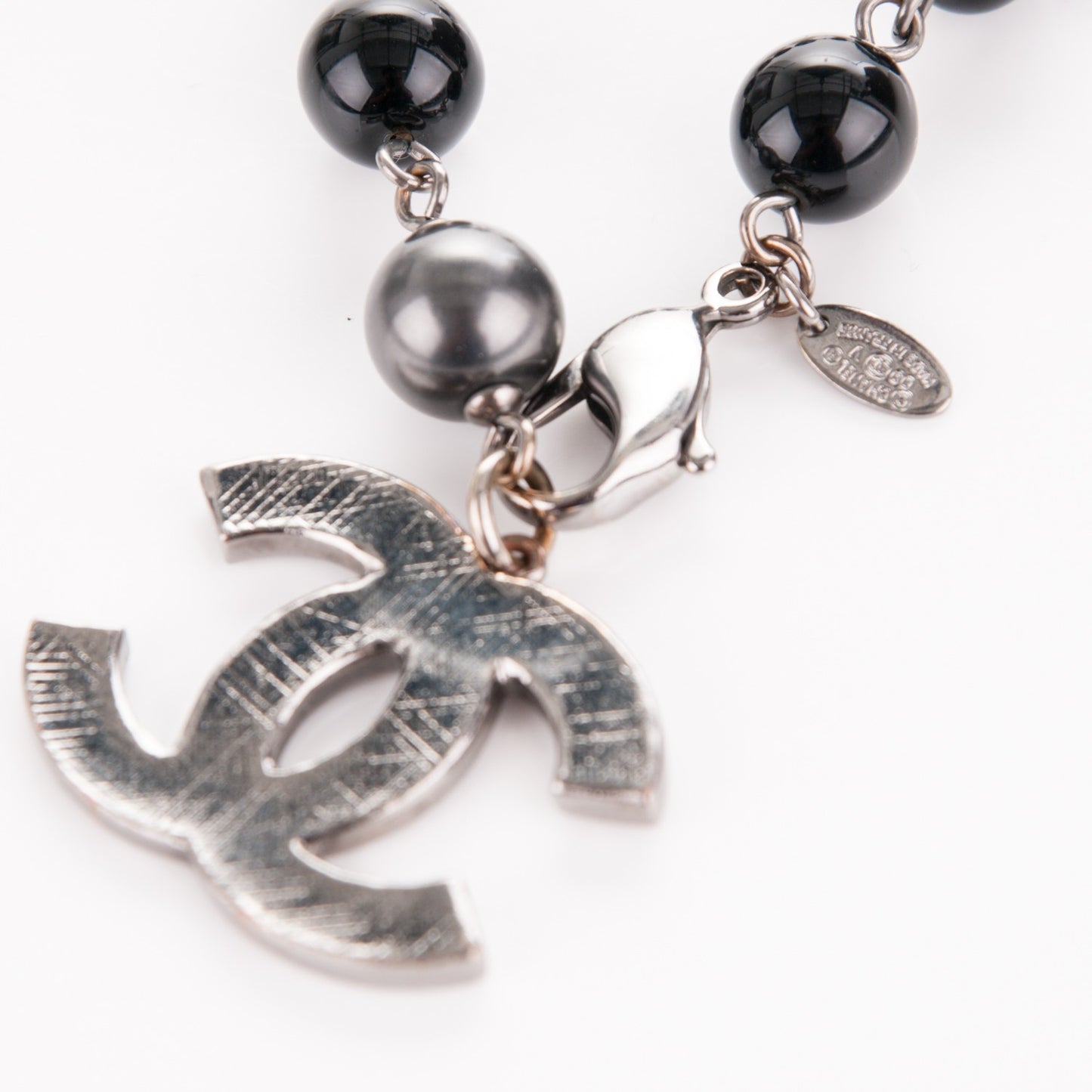 Ruthenium Beaded CC Bracelet Black