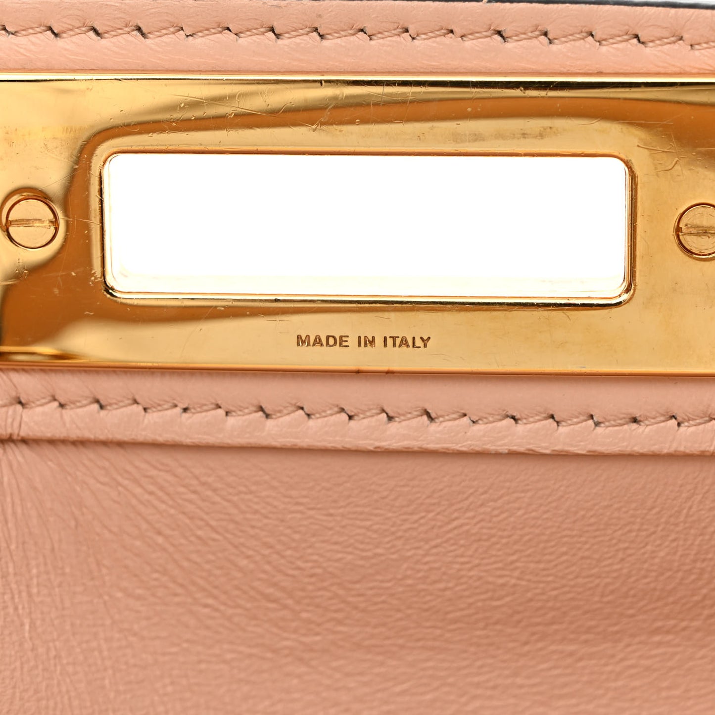 Vitello Seta Shiny Nappa Medium Peekaboo I SEE U Satchel Miele Scuro Light Rose