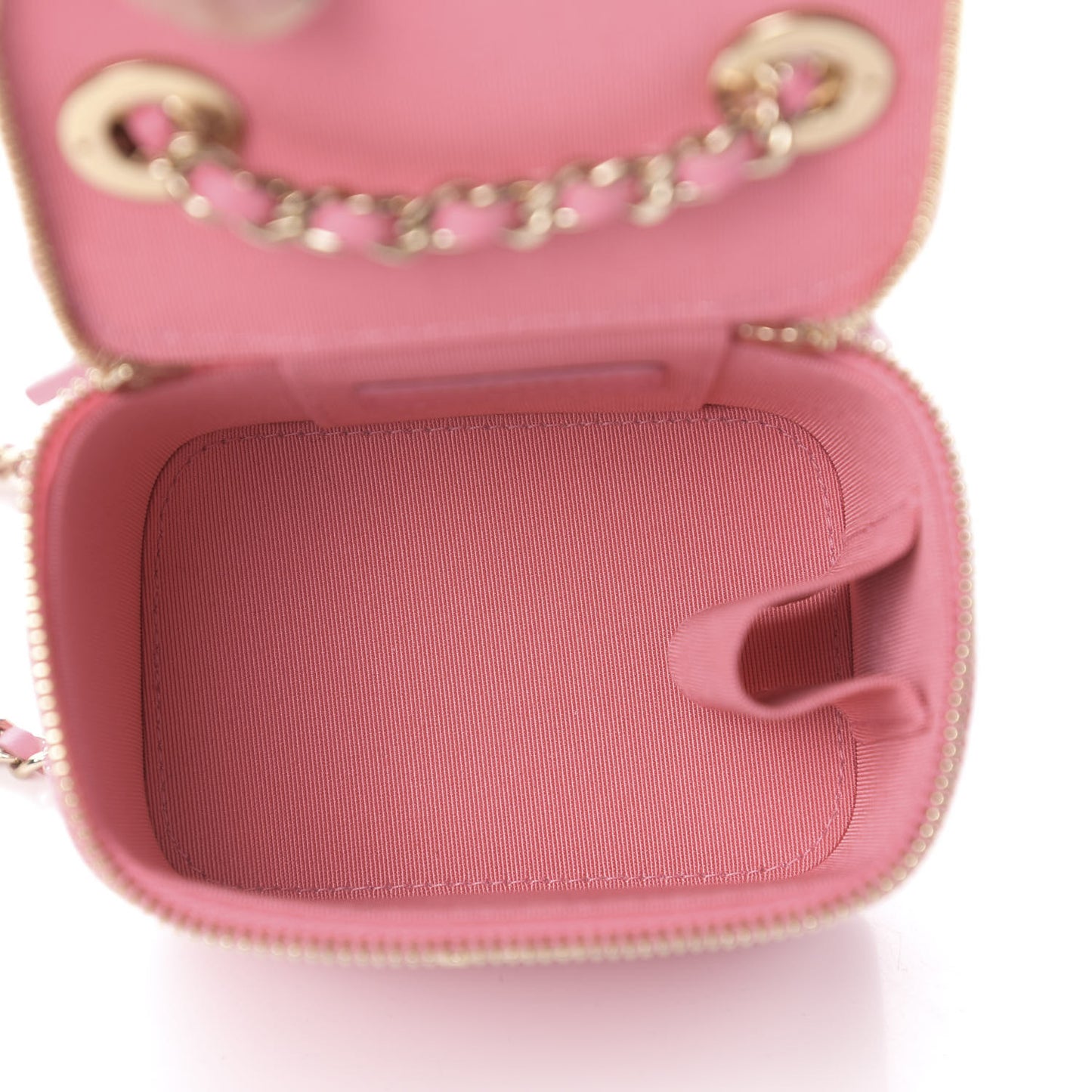 Lambskin Quilted Mini Vanity Case With Chain Pale Pink