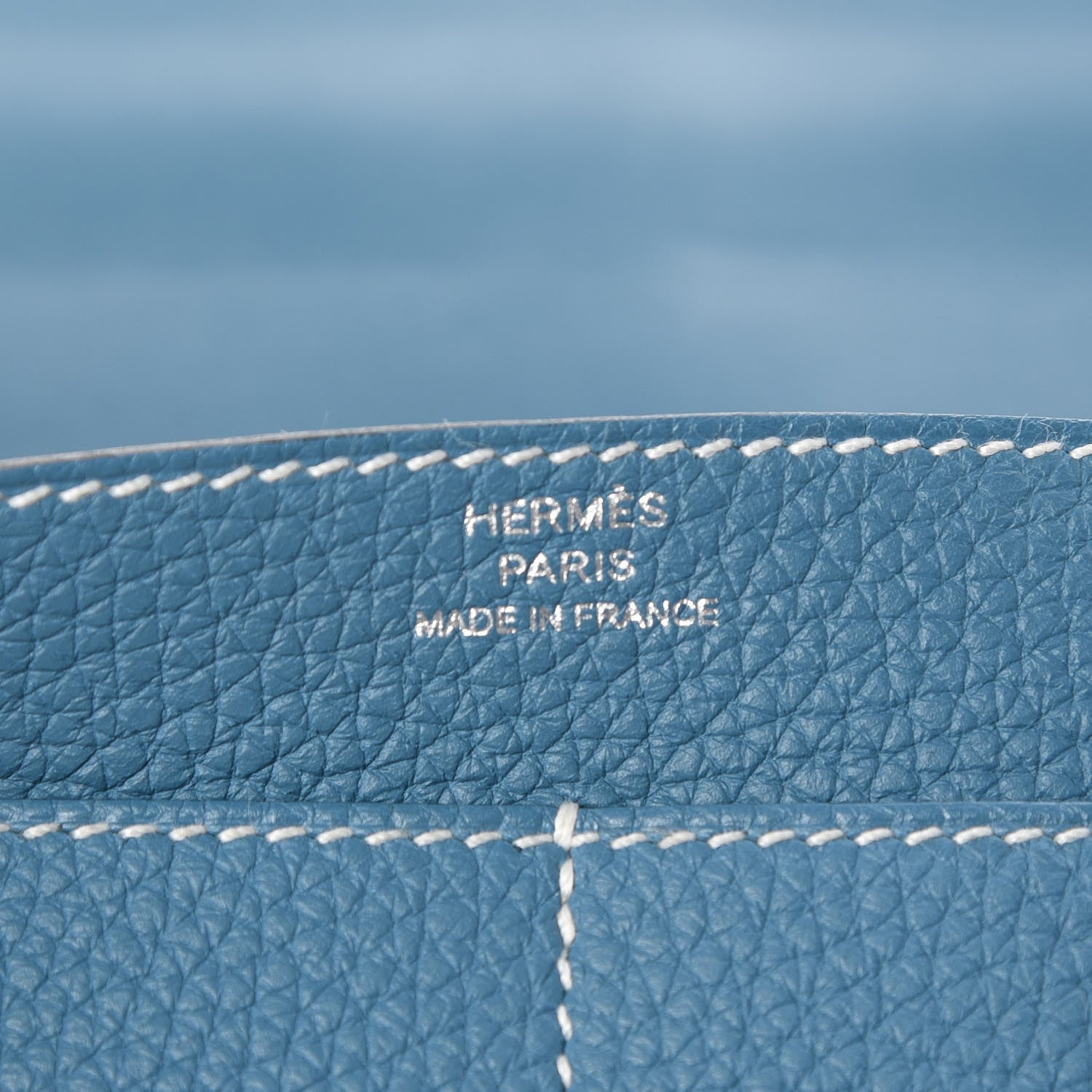 Hermes Taurillon Clemence Dogon Duo Wallet Blue Jean 6 of 9