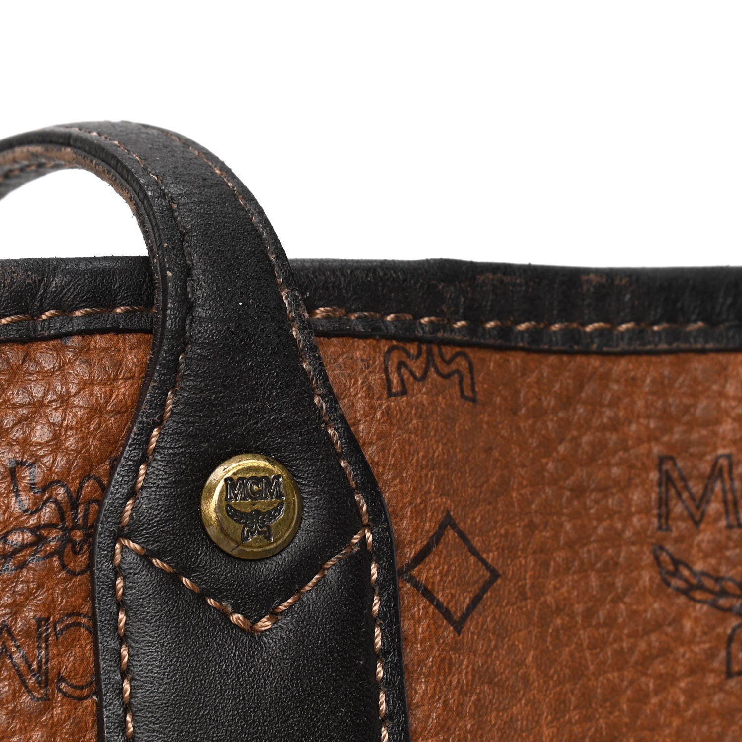 MCM Visetos Shopper Tote Brown 10 of 11
