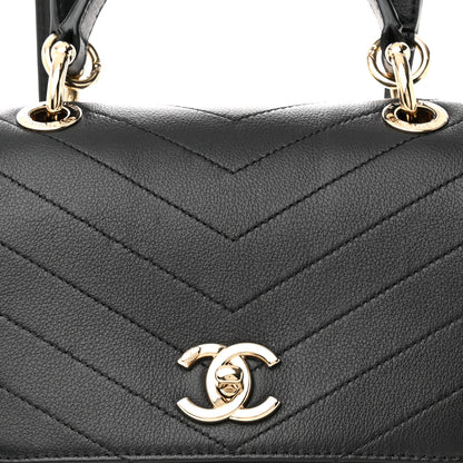 Chanel Grained Calfskin Chevron Stitched Backpack Black 8 of 10
