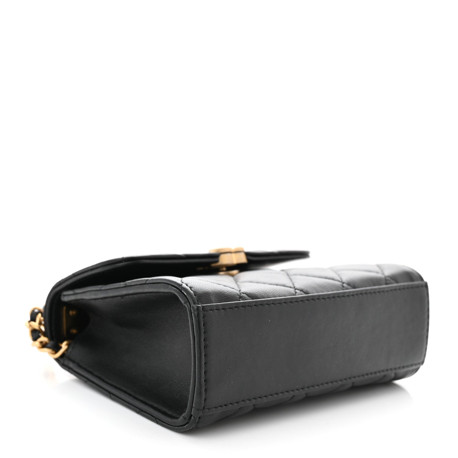 Chanel Lambskin Enamel Quilted Top Handle Flap With Chain Black 4 of 11