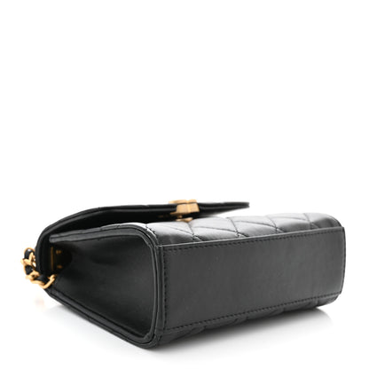 Chanel Lambskin Enamel Quilted Top Handle Flap With Chain Black 4 of 11