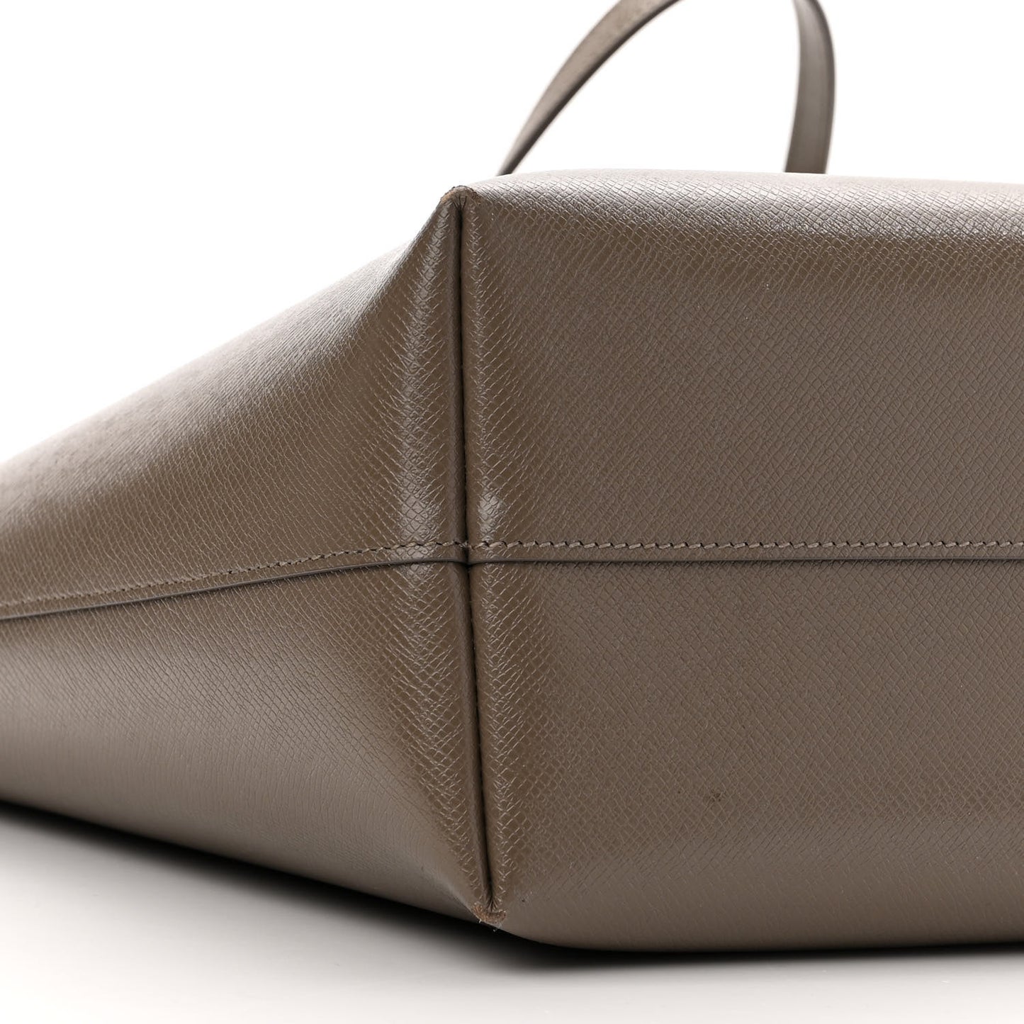 Grained Calfskin Large Shopping Tote Warm Taupe Black