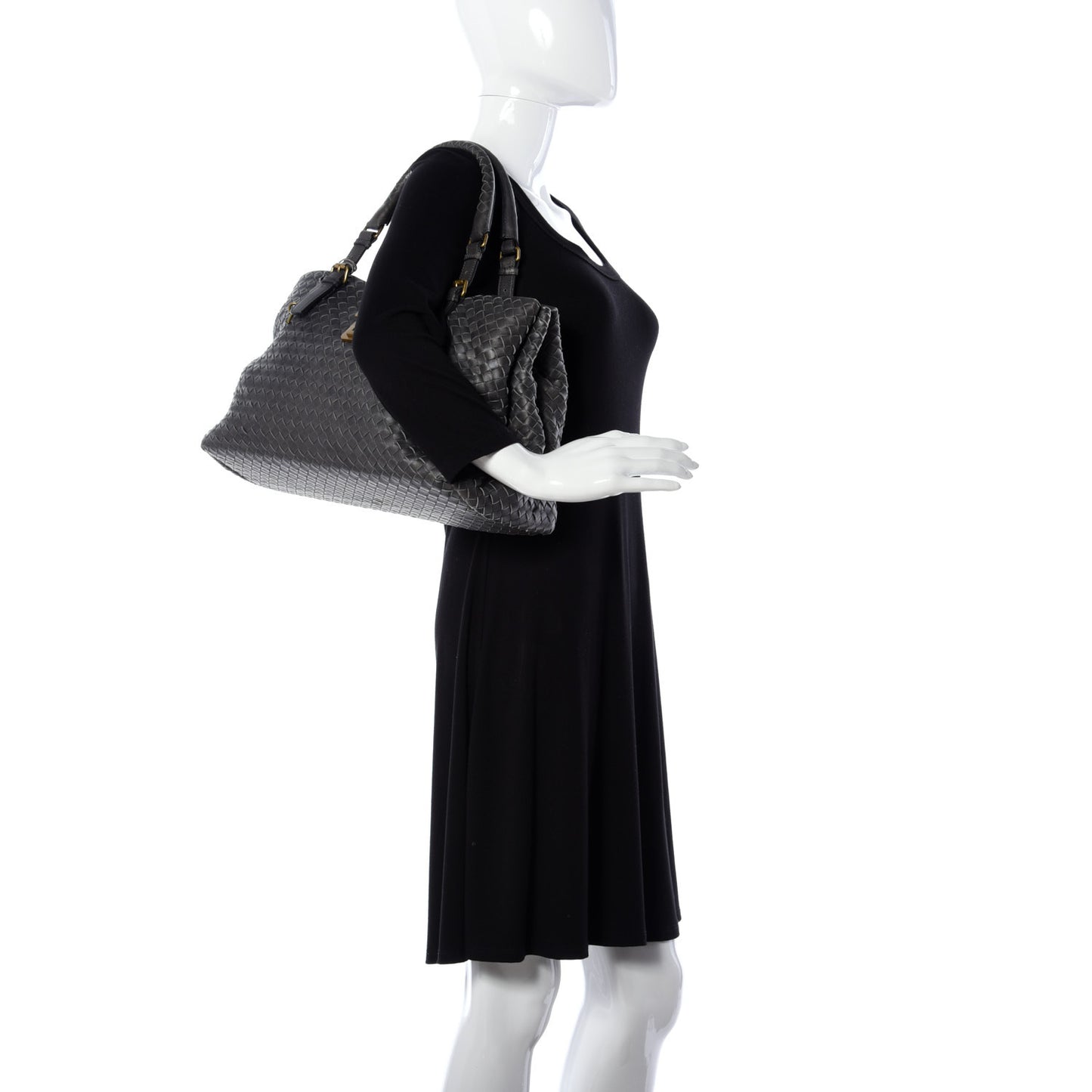 Nappa Intrecciato Medium Roma Tote Ferro Gray