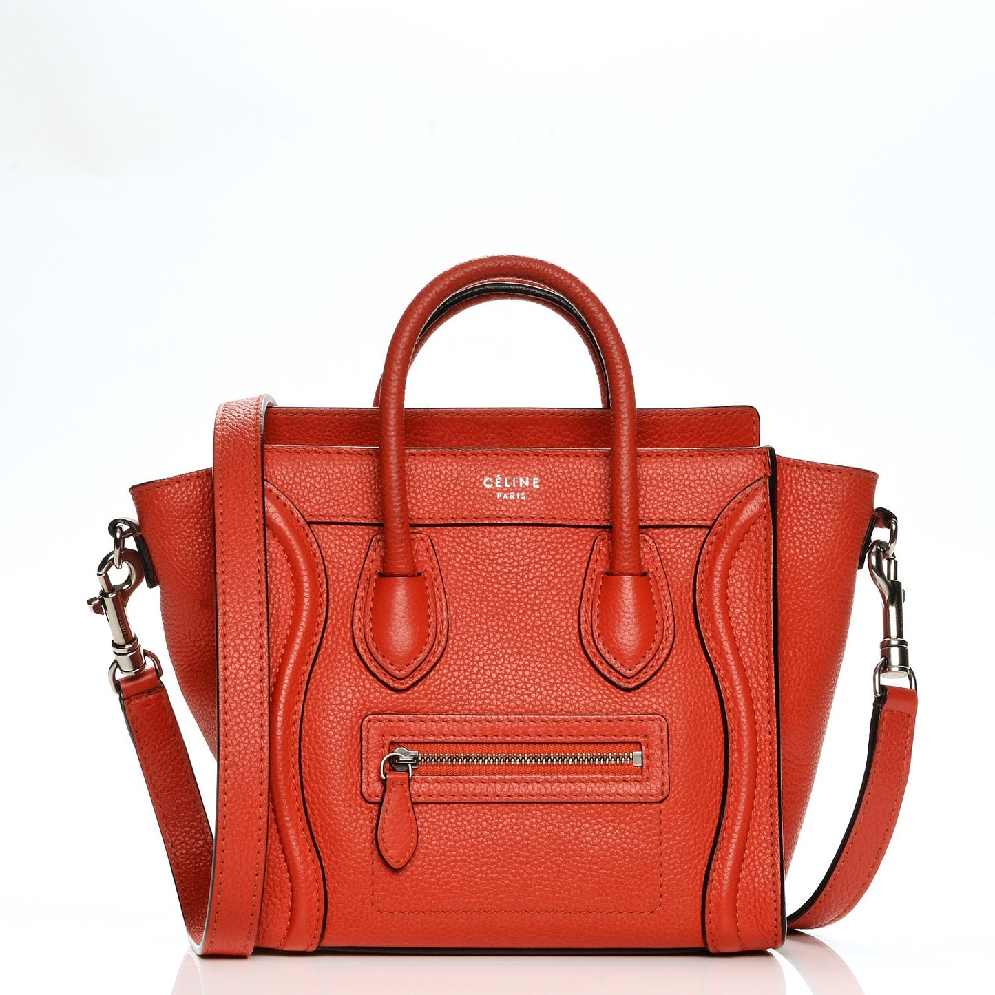 Drummed Calfskin Nano Luggage Vermillion