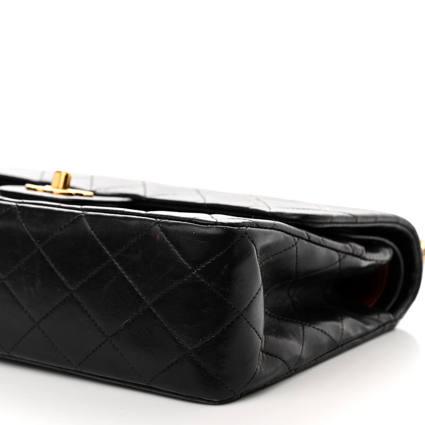 Lambskin Quilted Medium Double Flap Black