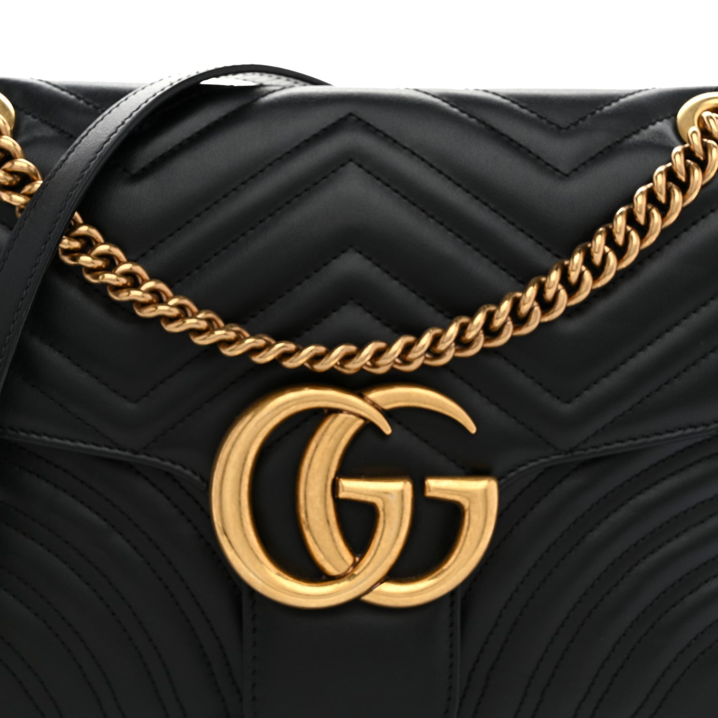 Calfskin Matelasse Medium GG Marmont Shoulder Bag Black