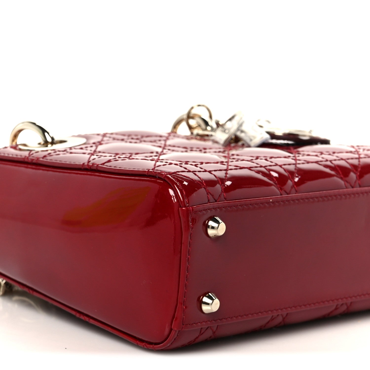 Christian Dior Patent Cannage Mini Lady Dior Red 4 of 11