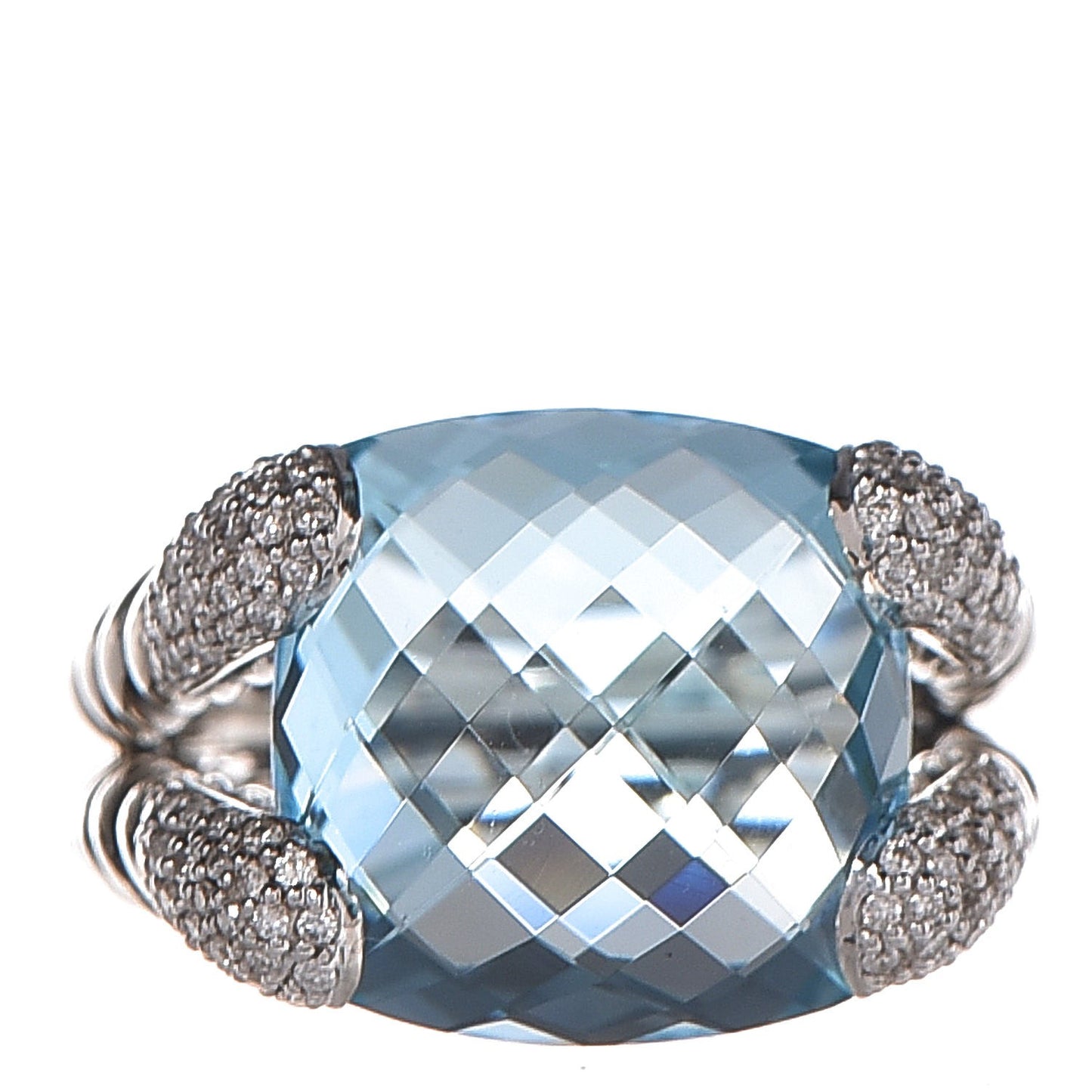 Sterling Silver Diamond Blue Topaz Willow Ring 51 5.75