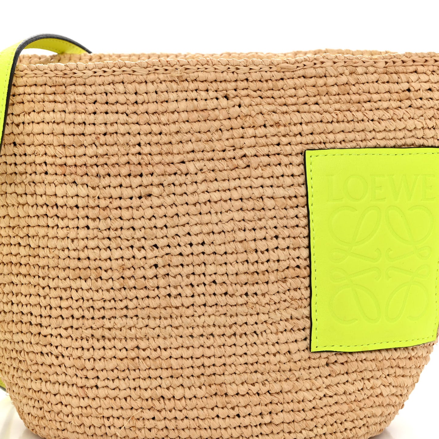 Raffia Crossbody Bag Natural Neon Yellow