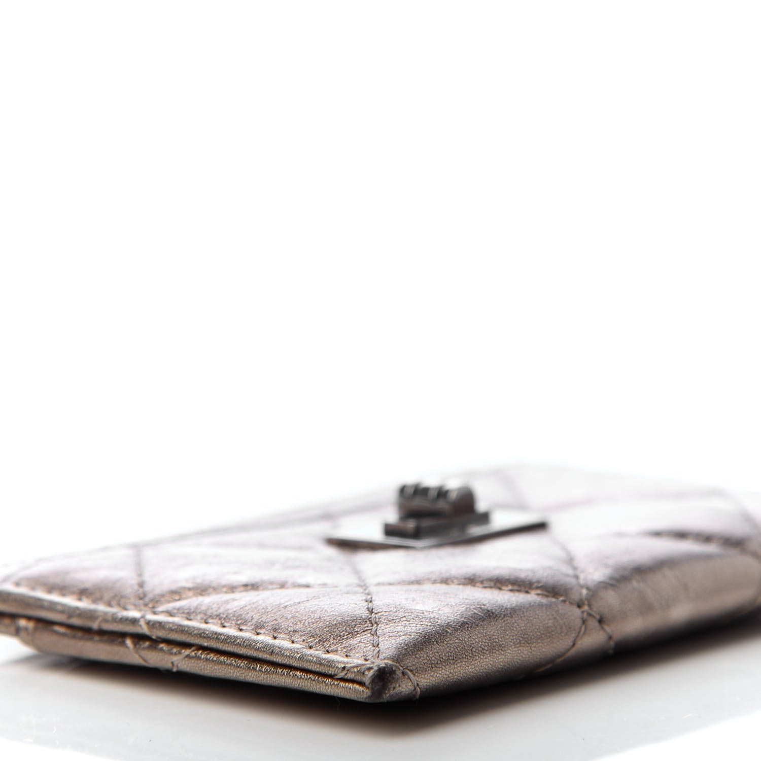 Chanel Metallic Aged Calfskin Quilted Reissue Card Holder Bronze 9 of 11
