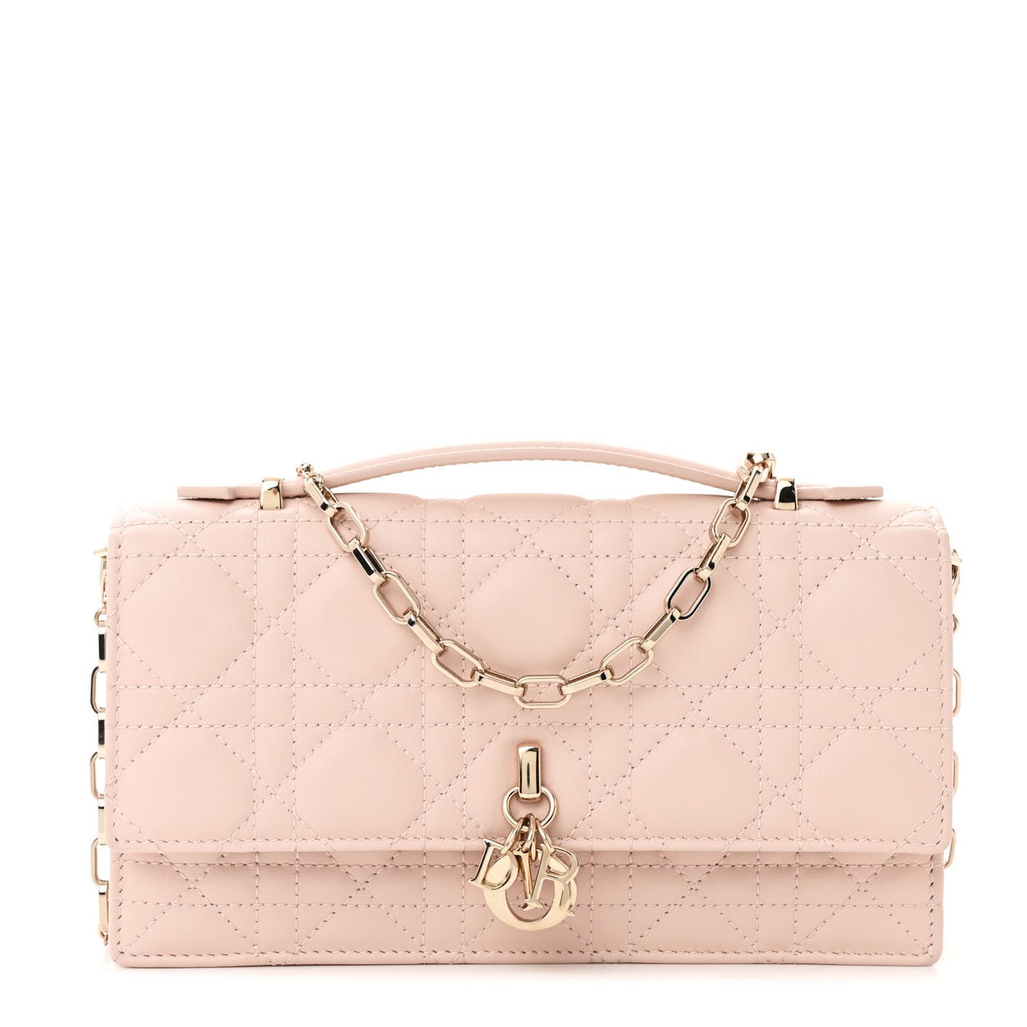 Lambskin Cannage Mini My Dior Top Handle Clutch Rose Poudre