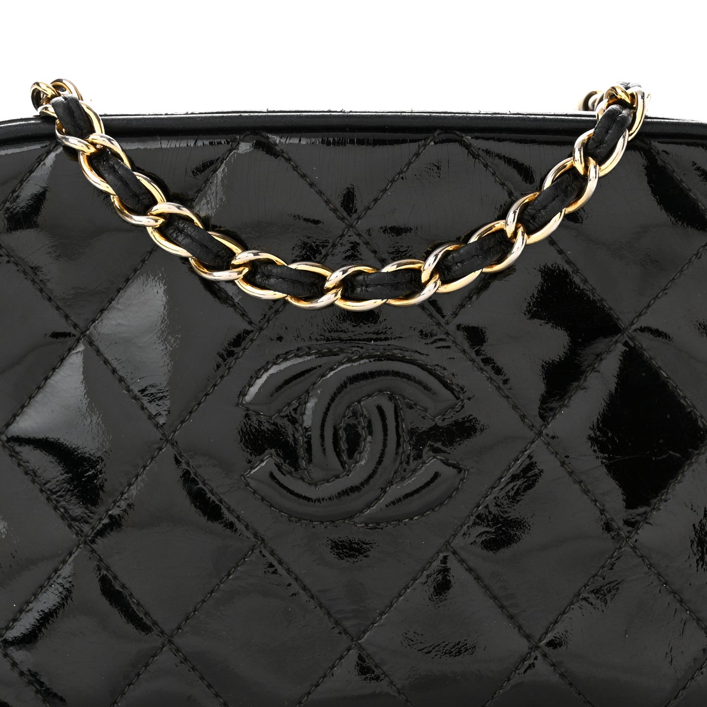 Patent Quilted Tassel Camera Case Black