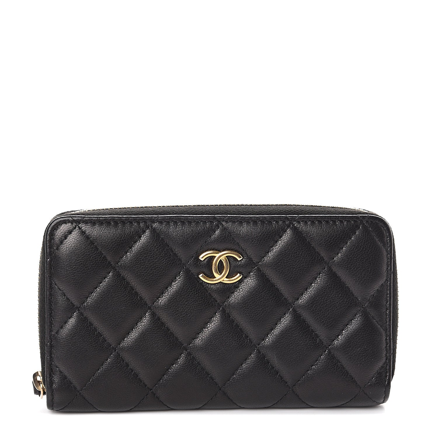 Chanel Lambskin Quilted Small Zip Around Wallet Black 1 of 6