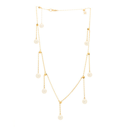 Mikimoto 18K Yellow Gold Akoya Cultured Pearl 7.5-8mm Charms Necklace 4 of 7