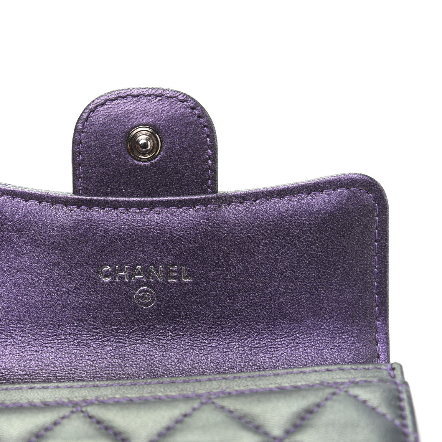 Chanel Iridescent Lambskin Quilted Flap Card Holder Purple 6 of 11