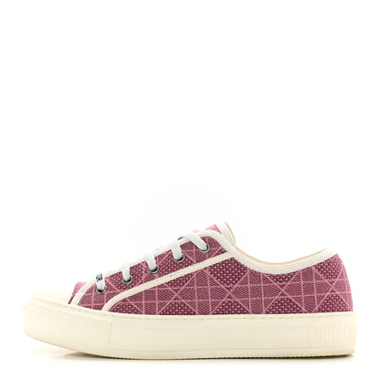 Christian Dior Laminated Canvas Cannage Embroidered Womens Walk'N'Dior Low Top Sneakers 38 Metal Rose 1 of 10