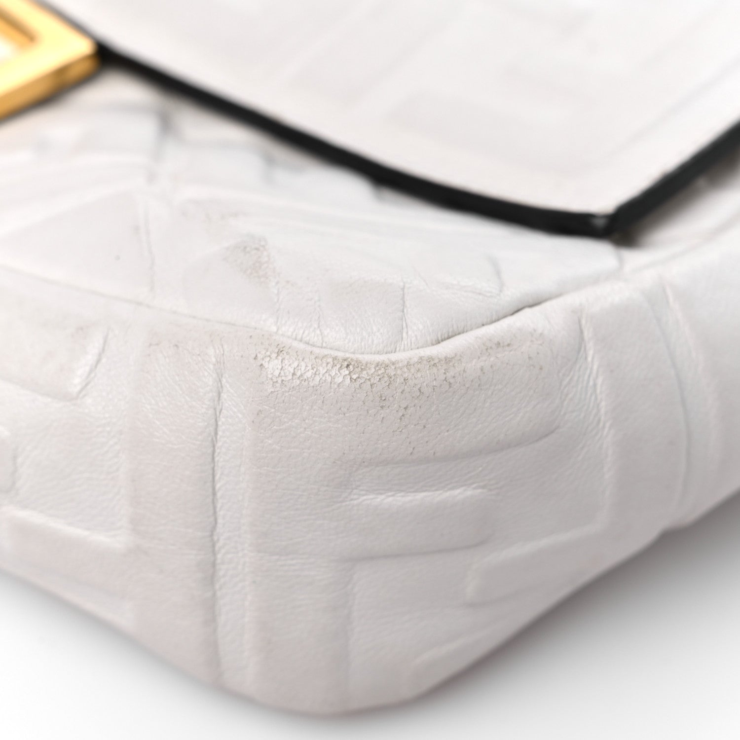 Fendi Nappa FF 1974 Embossed Baguette White 9 of 16