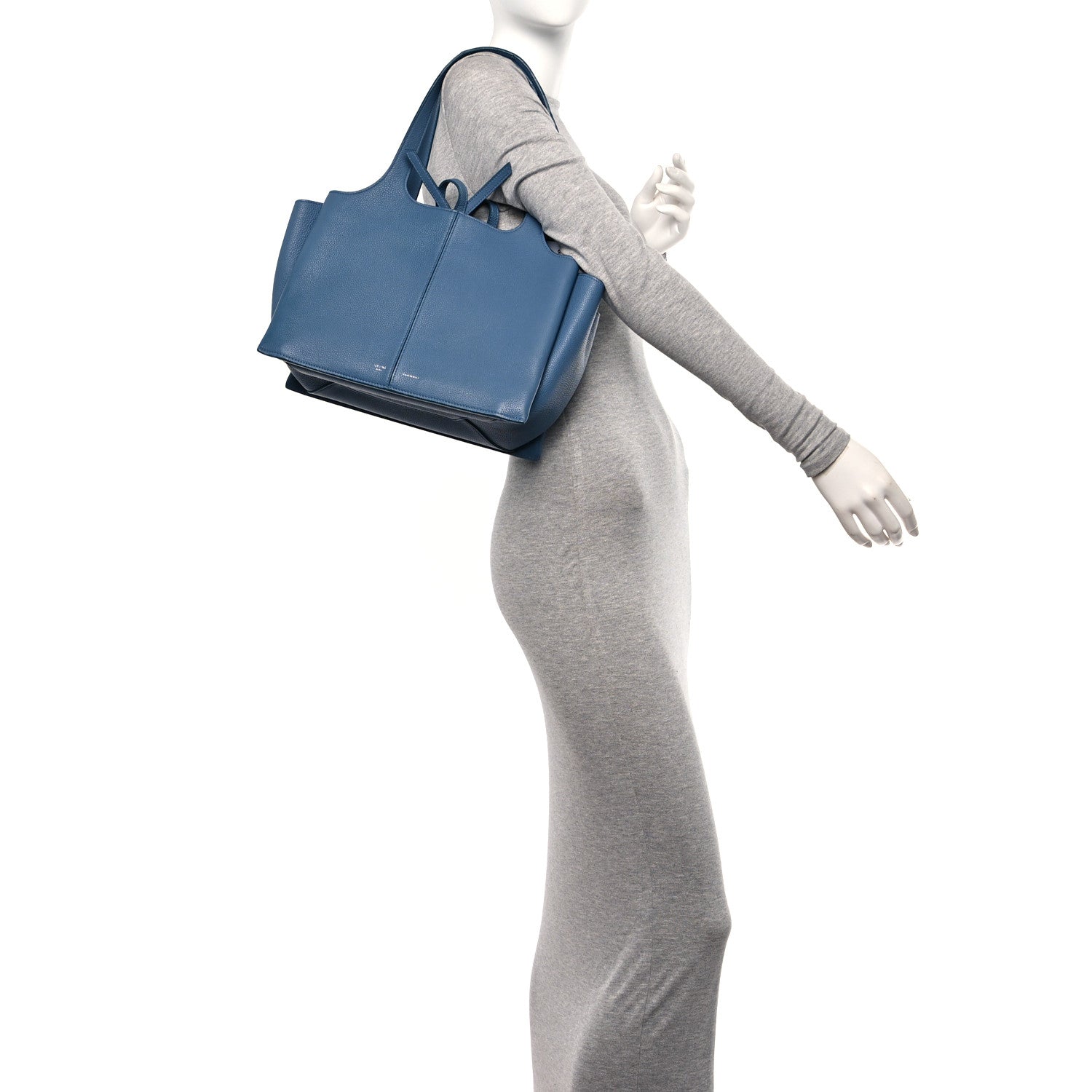 Celine Calfskin Small Tri-Fold Shoulder Bag Steel Blue 2 of 11