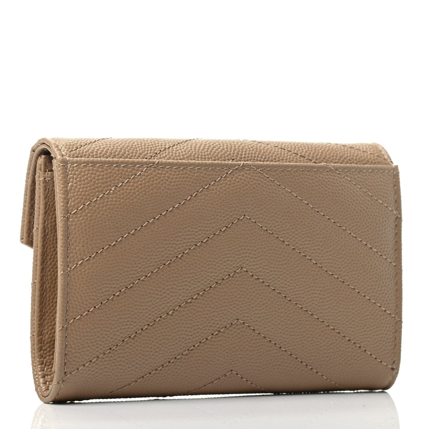 Grain De Poudre Matelasse Chevron Small Monogram Envelope Wallet Dark Latte