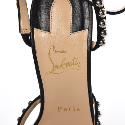 Christian Louboutin Shiny Nappa Suede Galeria 100 Sandals 39 Black Silver 7 of 9