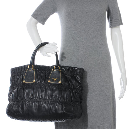 Prada Nappa Leather Gaufre Tote Nero Black 2 of 7