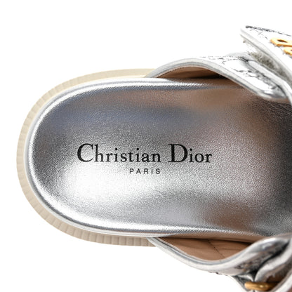 Christian Dior Laminated Sheepskin Cannage Dior Or Dioract Slide Sandals 37 Steel 8 of 9