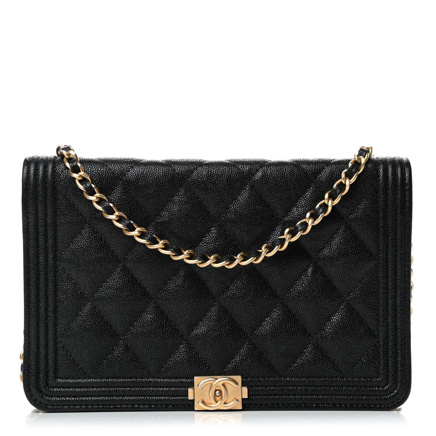 Caviar Quilted Boy Wallet On Chain WOC Black