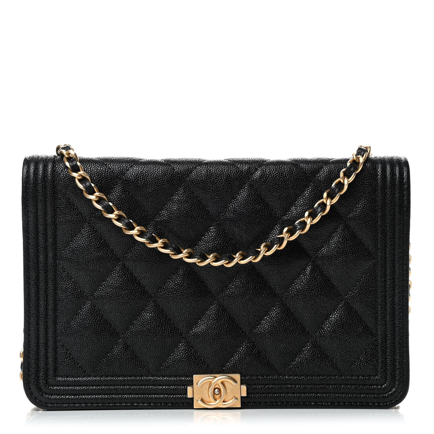 Chanel Caviar Quilted Boy Wallet On Chain WOC Black 1 of 5