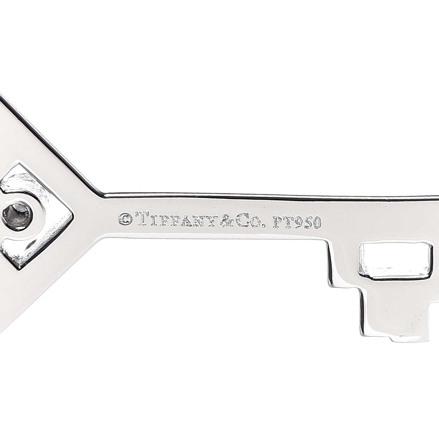 Tiffany Platinum Diamond Small Checkerboard Key Pendant 3 of 3