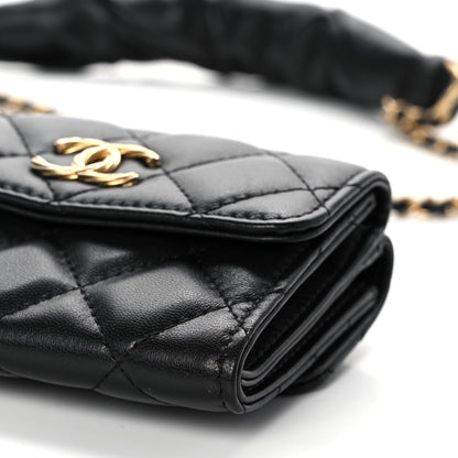 Chanel Lambskin Quilted Card Holder with Chain Black 10 of 11