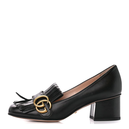 Gucci Malaga Kid GG Marmont Fringe 50mm Loafer Pumps 35.5 Black 1 of 9