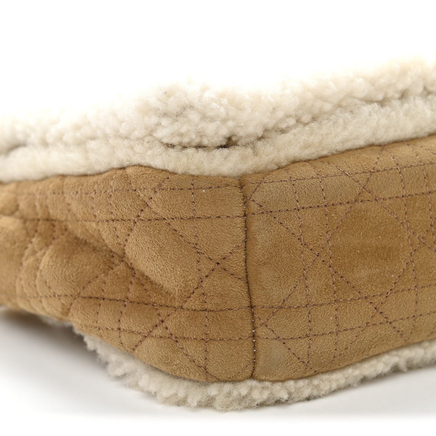 Christian Dior Shearling Cannage Large Caro Bag Camel 8 of 10