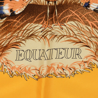 Hermes Silk Twill Equateur Bouton Scarf 140 D'or Brun Violet 2 of 9