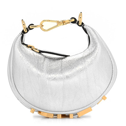 Fendi Rock Millenium Nano Fendigraphy Hobo Charm Argento 1 of 10