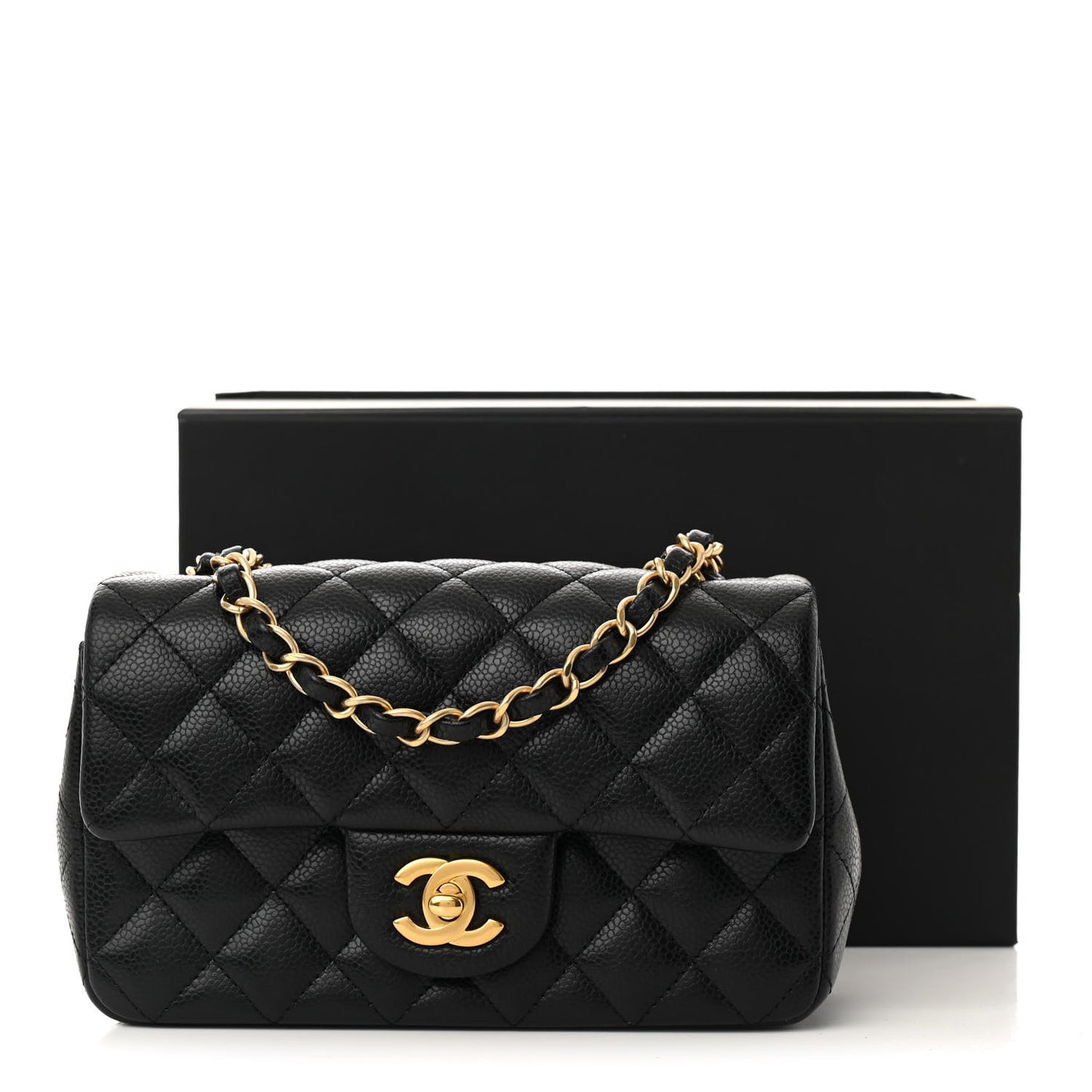 Caviar Quilted Mini Rectangular Flap Black
