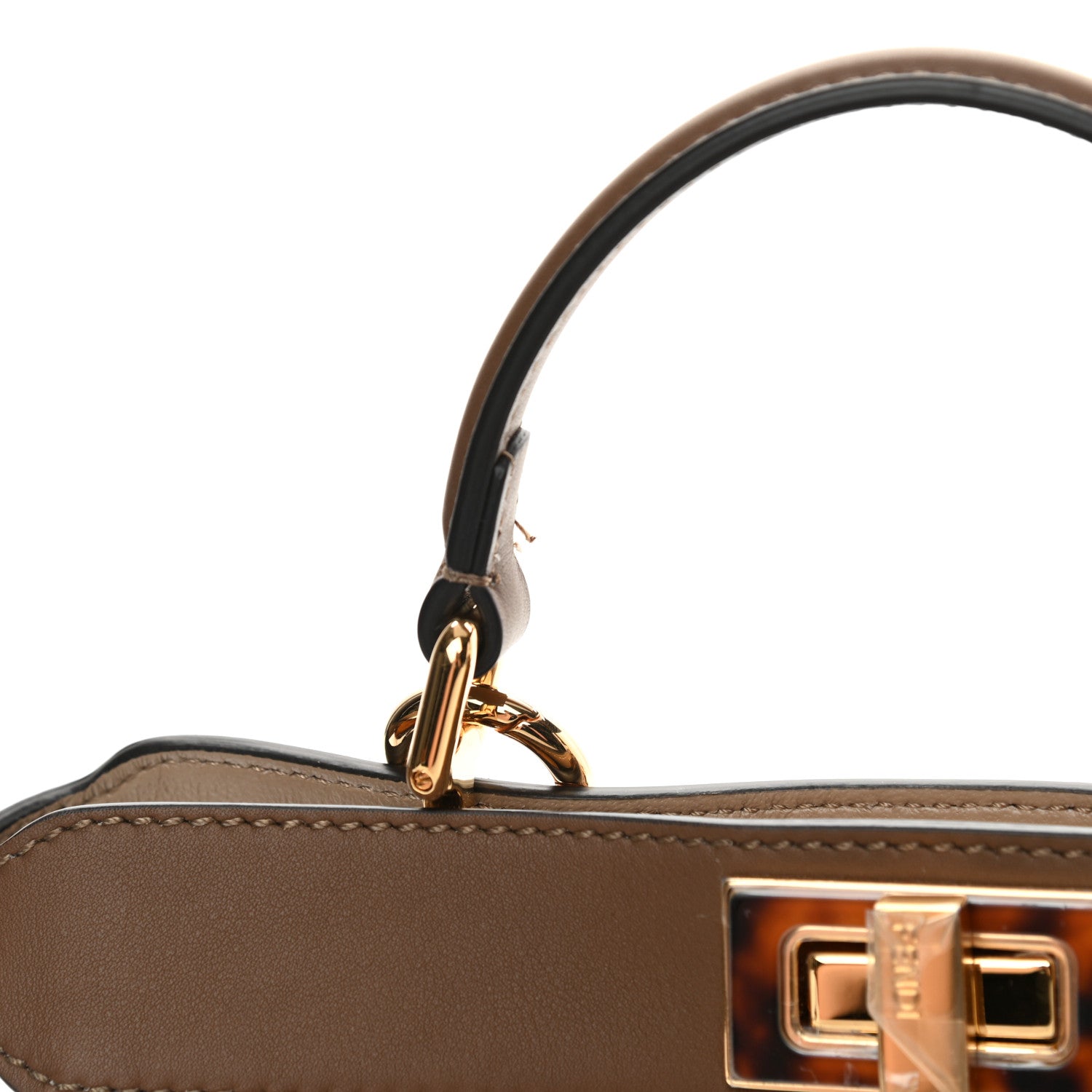 Fendi Vitello Seta Shiny Nappa Plexiglass Small Peekaboo I SEE U Satchel Foresta Sasso 12 of 13