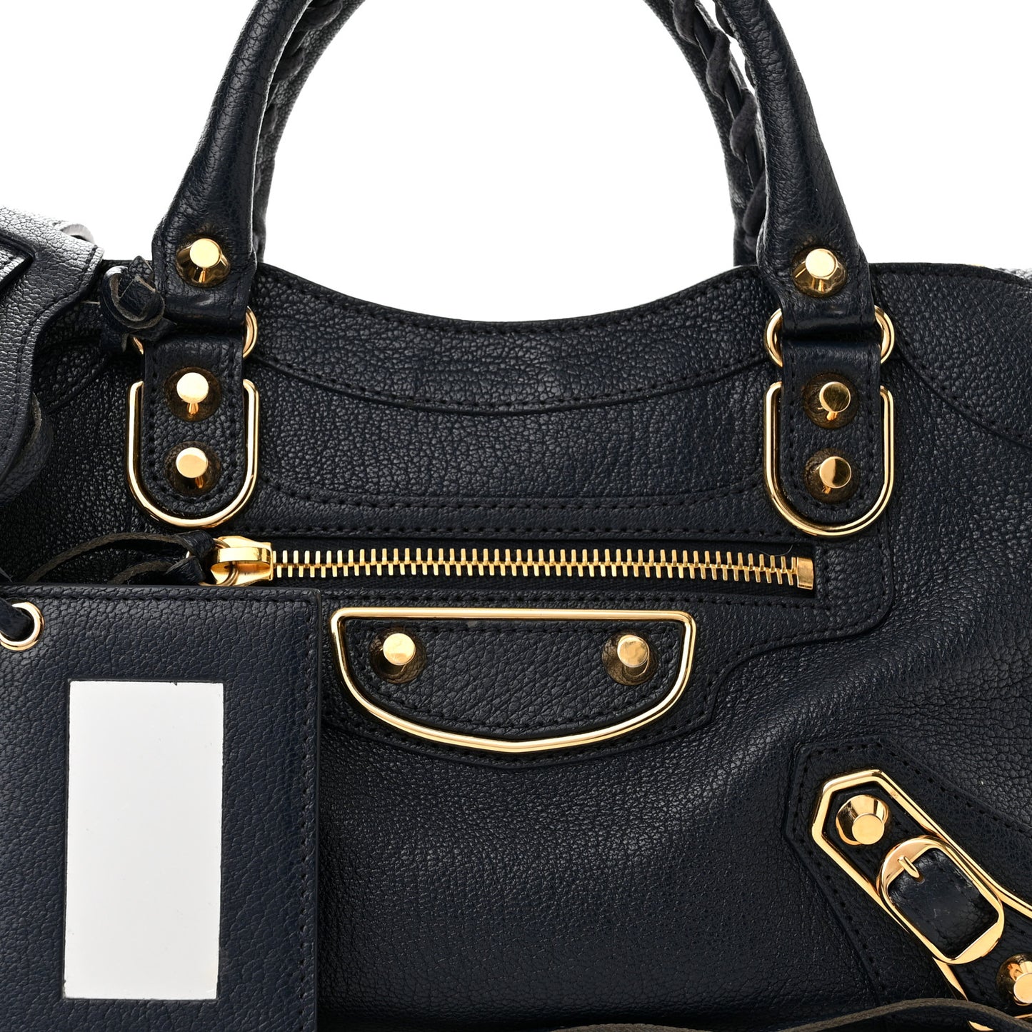 Chevre Gold Metallic Edge Hardware Mini City Bleu Nuit Dark Sea