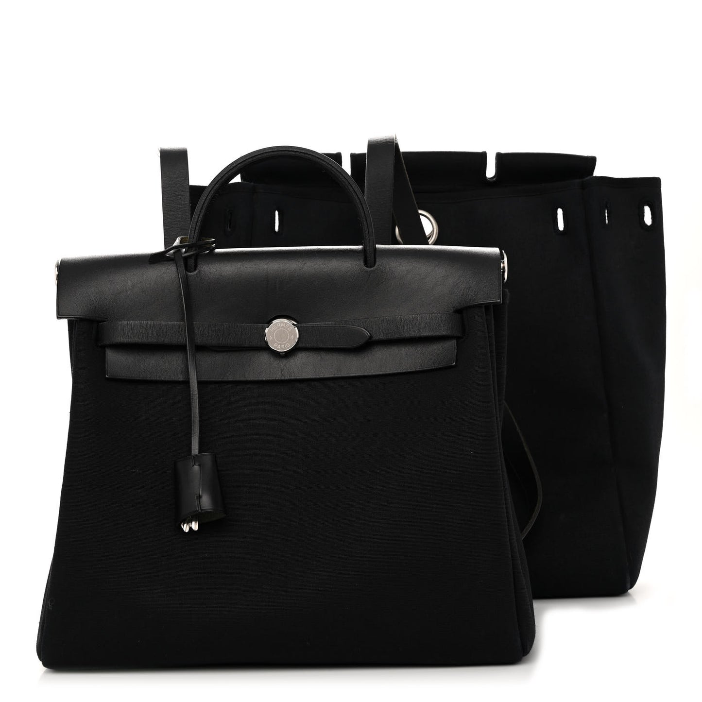 Toile Vache Calfskin Herbag 30 PM Backpack Black
