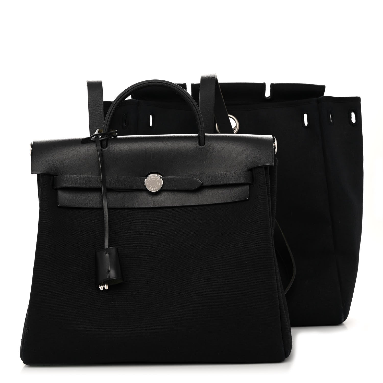 Hermes Toile Vache Calfskin Herbag 30 PM Backpack Black 1 of 11