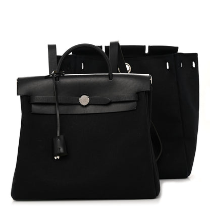 Hermes Toile Vache Calfskin Herbag 30 PM Backpack Black 1 of 11