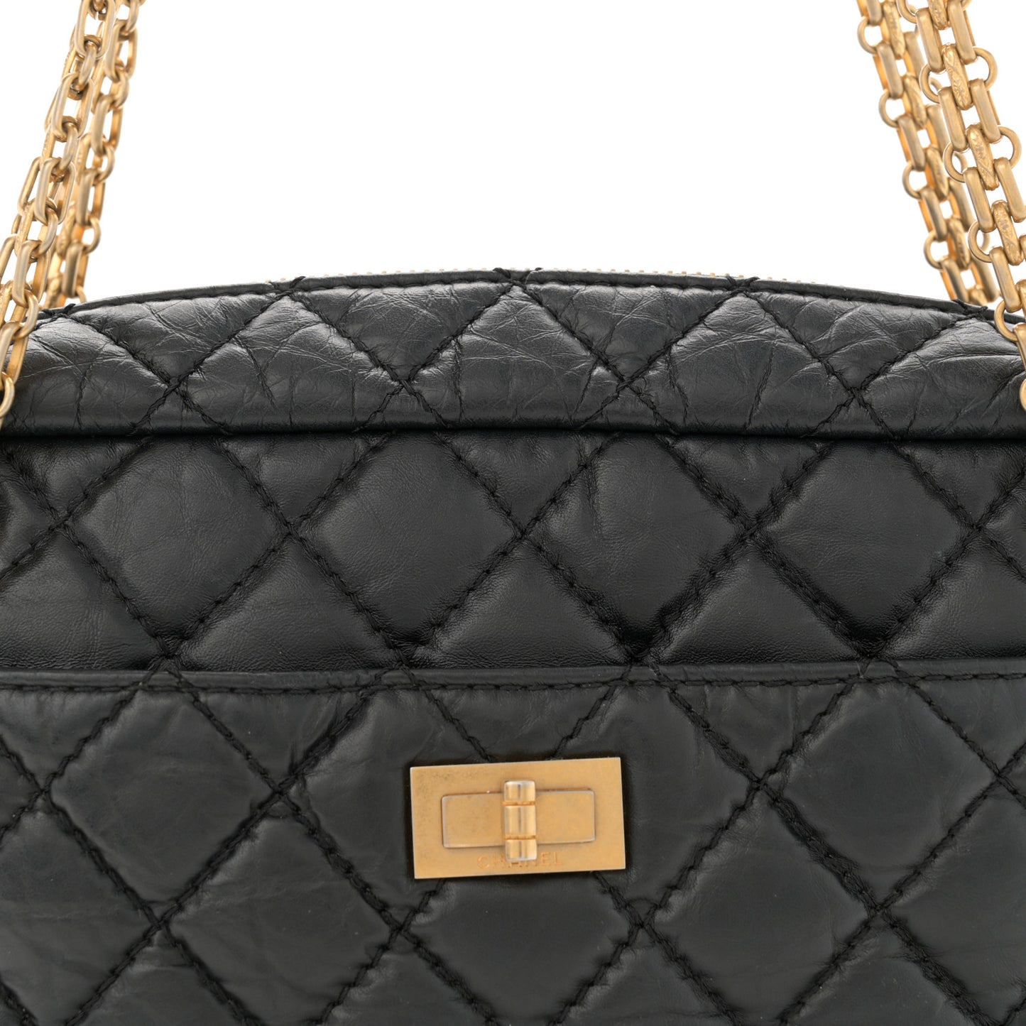 Aged Calfskin Quilted Small Reissue Camera Case Black