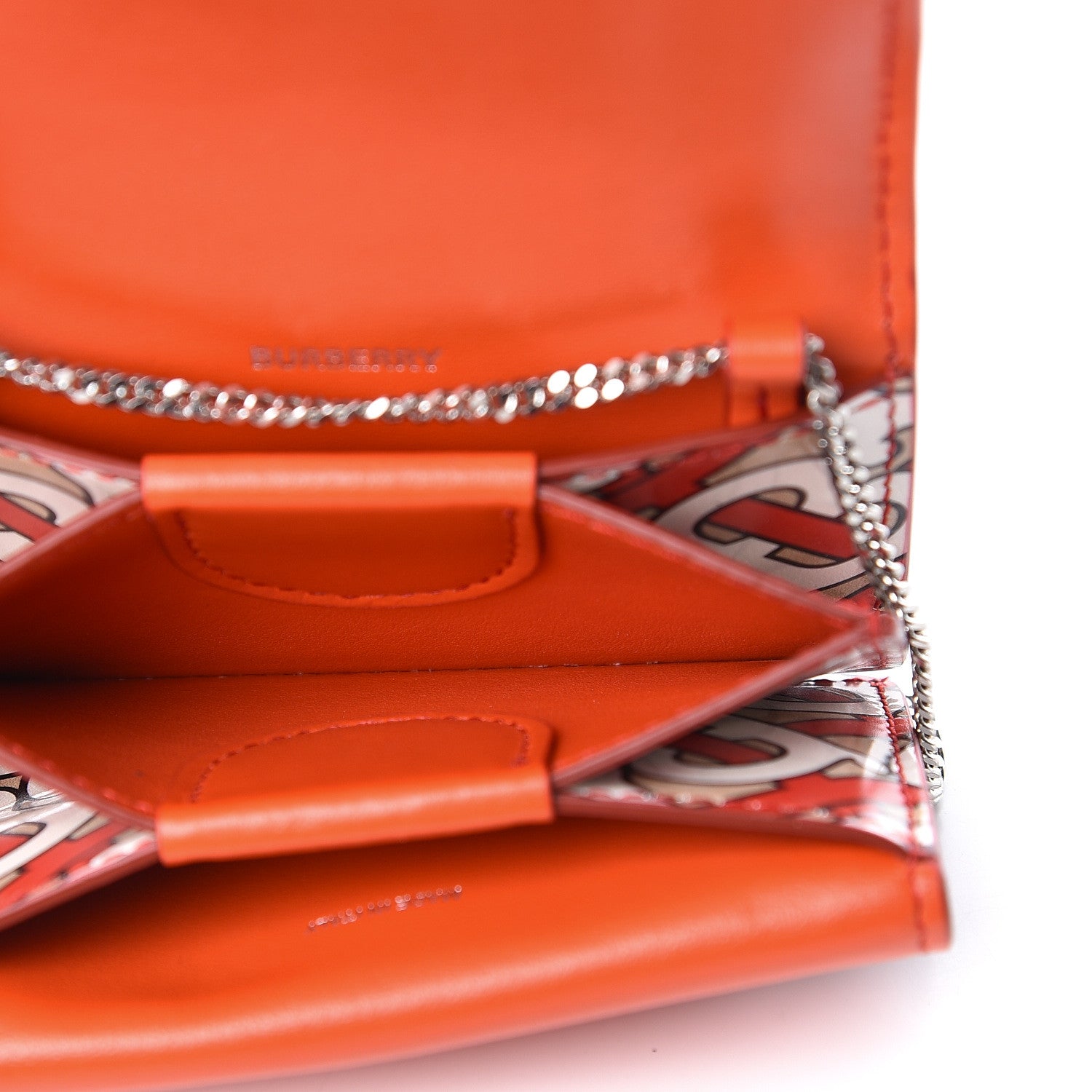 Burberry Calfskin Monogram Jessie Chain Card Case Vermillion 5 of 12