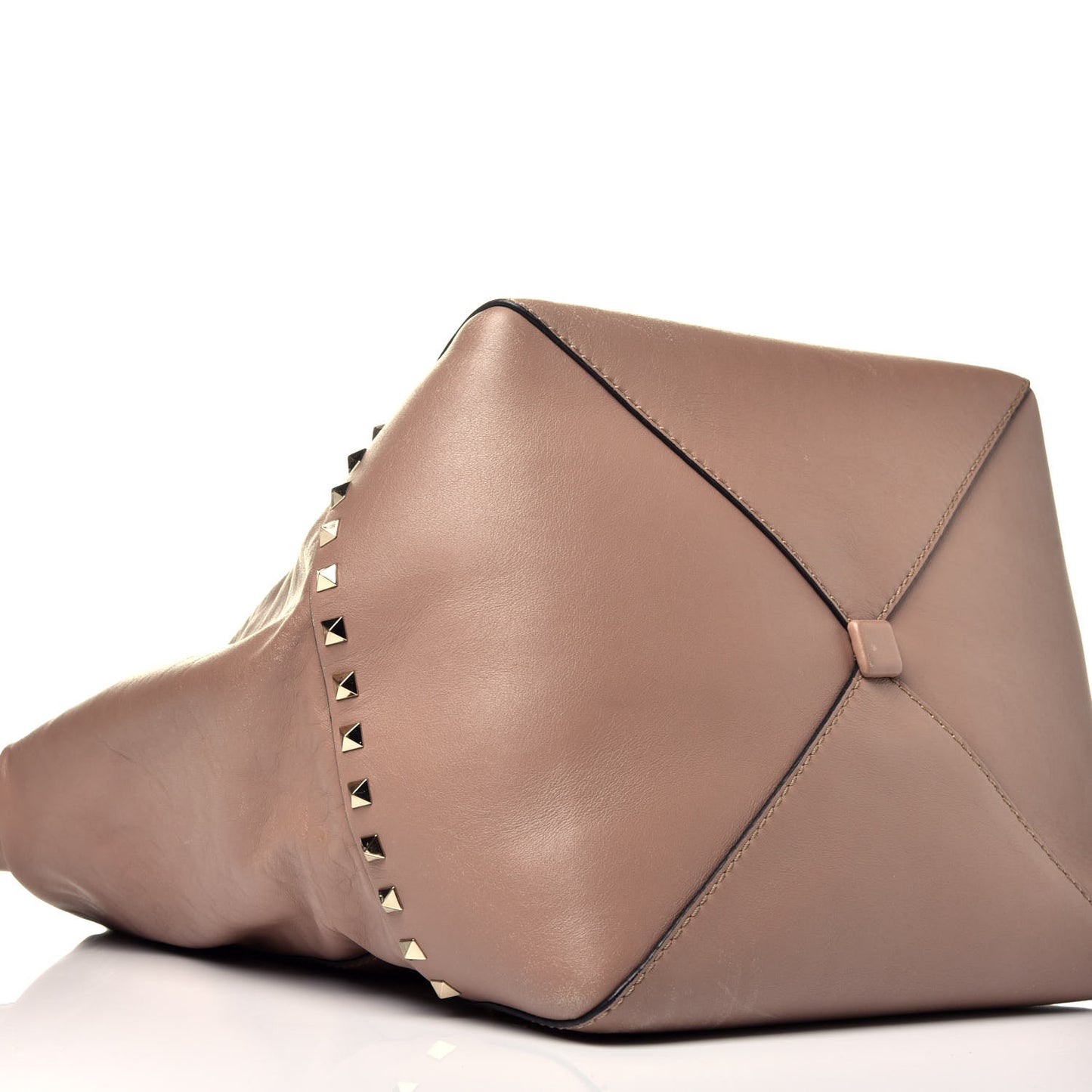 Calfskin Rockstud New Dome Bucket Tote Poudre