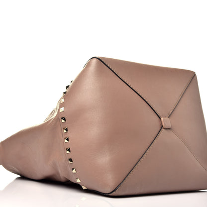 Valentino Garavani Calfskin Rockstud New Dome Bucket Tote Poudre 9 of 10