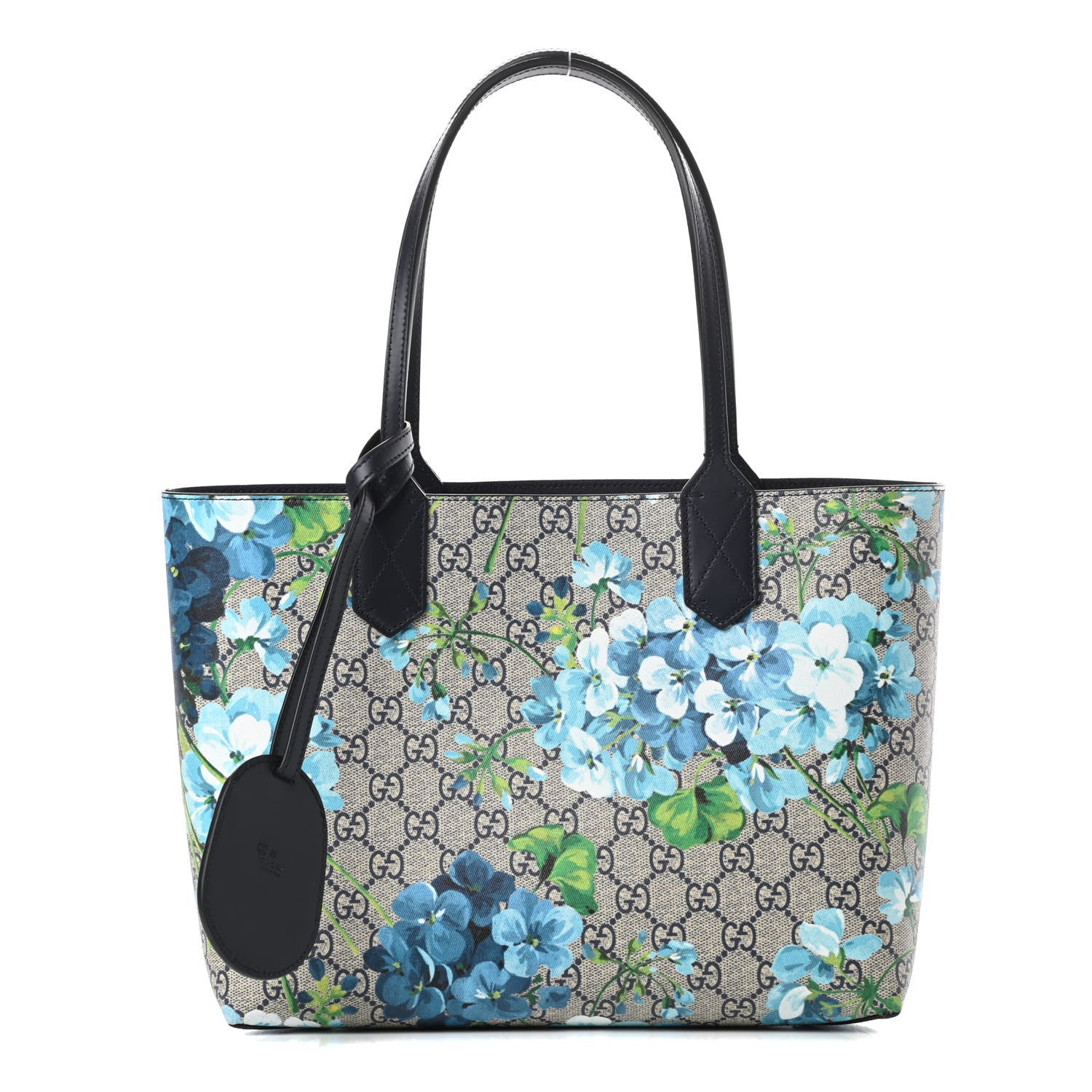 Gucci GG Supreme Monogram Blooms Small Reversible Tote Beige Blue Navy 1 of 15