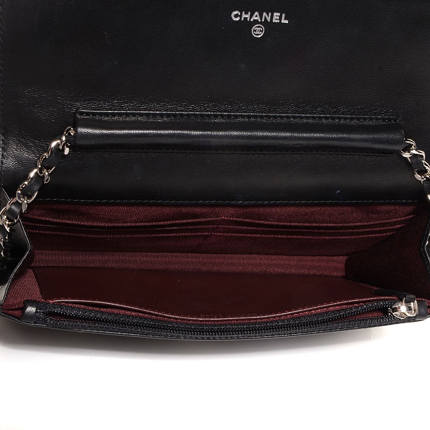 Lambskin Quilted Wallet On Chain WOC Black